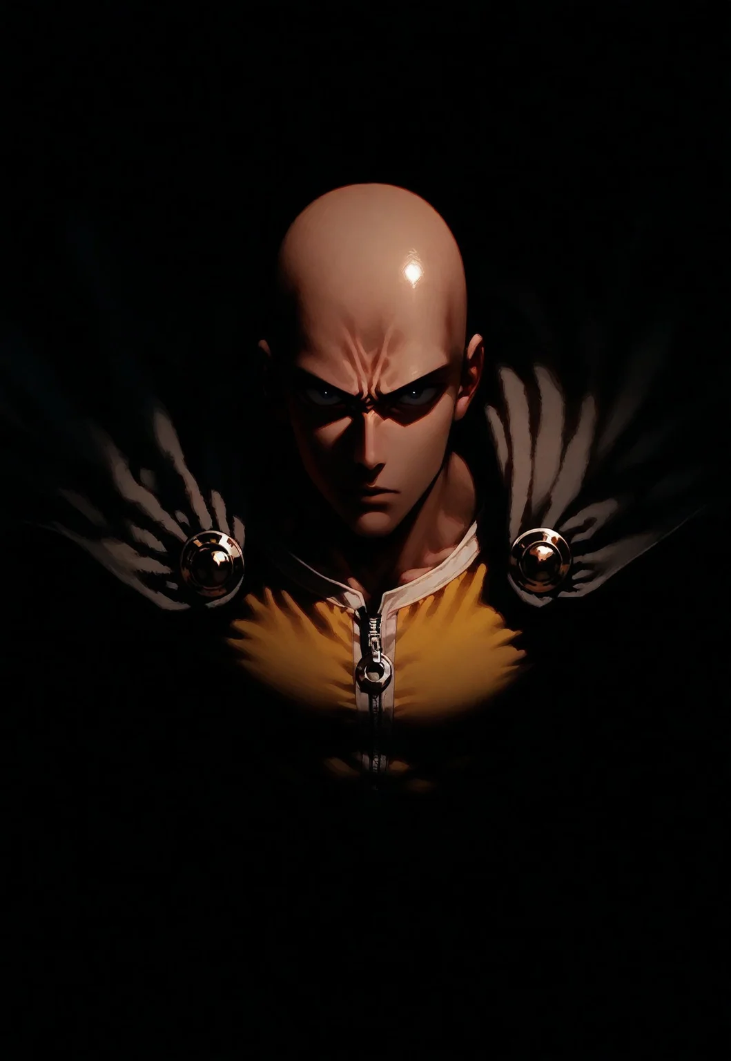 1boy, caped baldy
upper body, dark,  masterpiece, best quality, very aesthetic, 