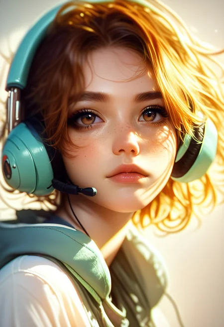 score_9_up, score_8_up, score_7_up, score_6_up, 1girl, 25 years old, 1girl, solo, headphones, looking up, brown hair, freckles, brown eyes, looking at viewer, headphones, lips, portrait, semi-realistic,