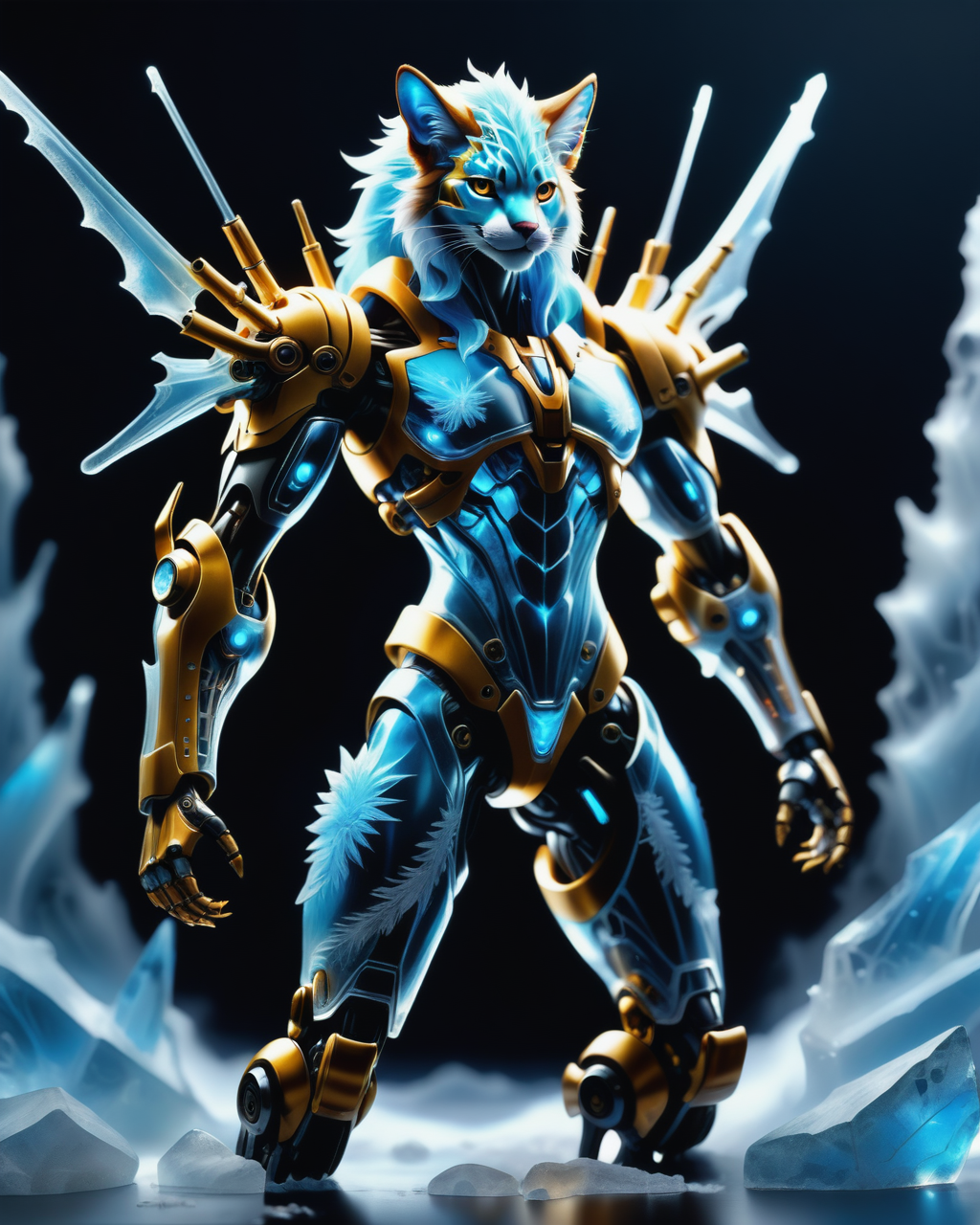 score_9, score_8_up, score_7_up, intricate details, rating_safe,
<lora:BioIceCrystalsPONY:1>, 1boy(made out of Jed-Blmicry, bioluminiscence, translucent,
anthro furry, Cyborg,
full body, looking at the viewer, solo, smiling), detailed background, depth of field, subsurface scattering, 
<lora:ral-chrosc-clr:0.3>, ral-chrosc-clr,
<lora:xl_more_art-full_v1:0.3>,
<lora:add-detail-xl:0.3>