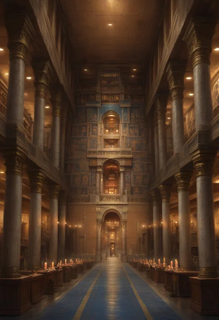 prefect lighting,very aesthetic,best quality,
intricate details,highly detailed background,(masterpiece:0.9),high quality, masterpiece,best quality,ultra-detailed, shorx1, st_babylon, indoor, trees, building, columns, lights, paintings, candles, hall,