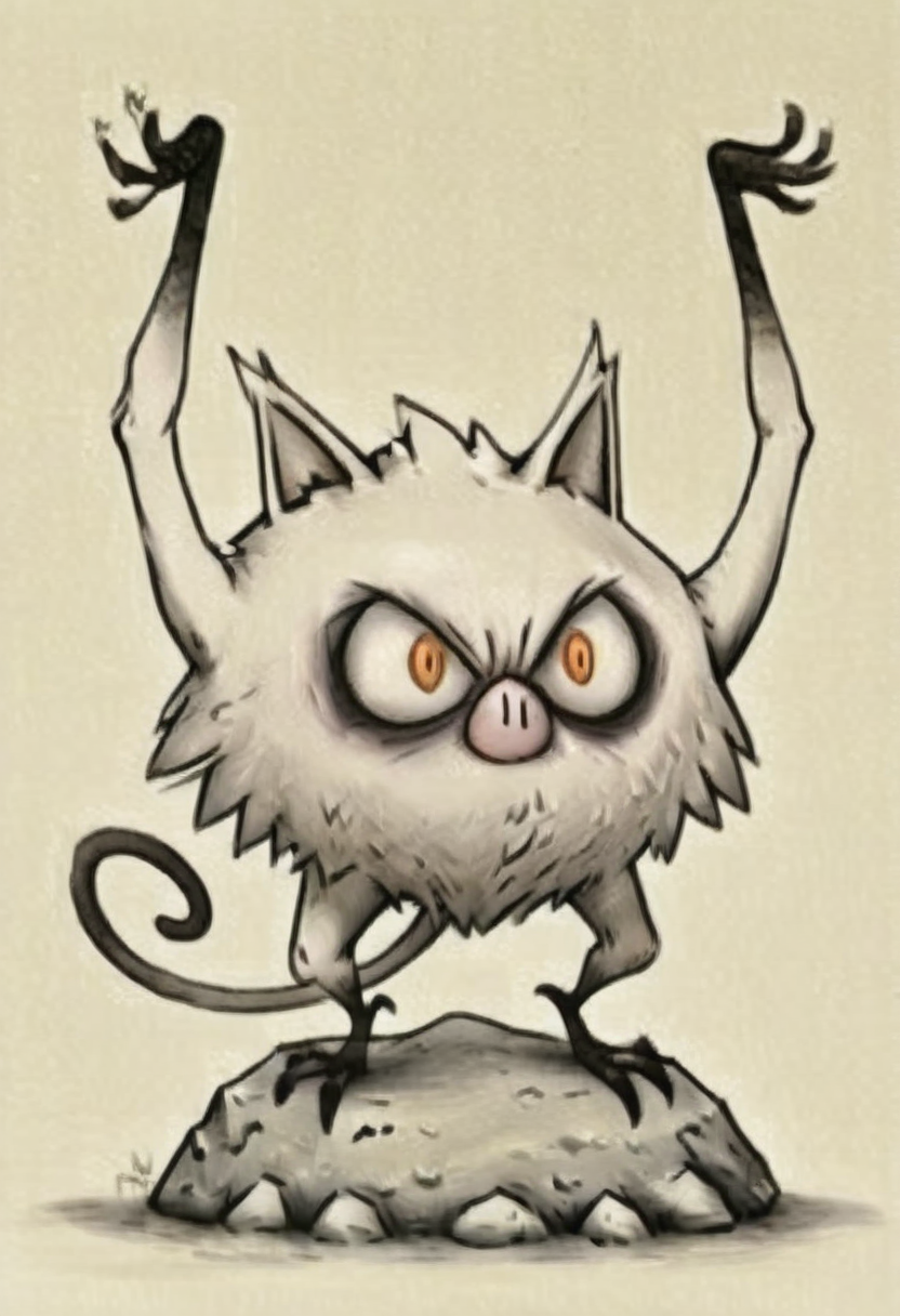 masterpiece, best quality,    <lora:NightmareDex_IXL:1.3>,   mankey,  <lora:MankeyPokedex_IXL:1.0>, zzMankey, lying on a rock, exhaused, big eyes, bags under eyes, eyeliner,