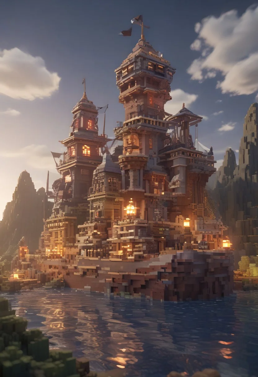 (score_9, score_8_up, score_7_up) masterpiece, (perfect lighting), absurdres, landscape, minecraft, 3d, badlands, blu, rainy, overcast, wet pavement, light reflections, night time setting,
tf2map, degroot keep, castle, flags, upward, lamp posts, (shore), ship, docks, ship yard, boats, ships, bridge, cloudy, scenery, no humans, payload, bombs, flags, pirate bomb, bomb cart, outdoors, light house, towers, torches, midpoint, waterfall, official, <lora:tf2map:1.2>