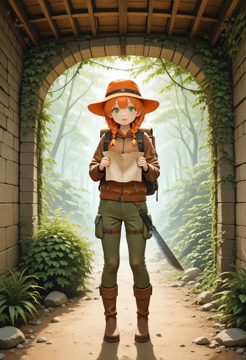 asymmetrical composition
adventurer outfit
anime STYLE
backpack
braided hair, orange colored hair
non la hat
cargo pants
crimping rock
groves
leggings
curious expression
determined look
discovering
dynamic tone curve on subject
dynamic pose
one foot on the big rock
vines on rock
structure like Thánh địa Mỹ Sơn Historic ruins behind her
exploring
god rays
green foliage of Indochina peninsula
deep bush
machete on her hip
tropical bird
insects
small Lizard
hard short lighting from diagonally behind
high canopy cave
hiking through a dense forest
holding a map
light particle
low-key tone curve on background
natural lighting
rim lighting on outline
sturdy boots
subject covered with shadow
(sunlight filtering through the trees on girl)
vibrant colors
vignetting of shadowing
wearing a brown leather jacket
young woman
ABSURDRES
BALANCED PALLET
BEST_QUALITY
CLEAN_LINES
DEPTH_OF_FIELD
DETAILED
DETAILED environment
DETAILED_EYES
EXTREMELY_DETAILED
HIGH RESOLUTION
HIGHRES
HIGH_DETAIL
HIGH_QUALITY
MASTERPIECE
Of the slope at mountain
PERFECT_ANATOMY
PROFESSIONAL
REALISTIC lighting
SHARP_FOCUS
SUBJECT_FOCUS
ULTRA_DETAILED
VERY_DETAILED
8K
BREAK
jnglruins