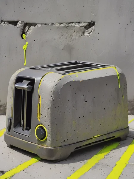 minimalism, vector, abstract, a toaster made out of concrete and decorated with yellow neon paint,  <lora:- SDXL - conrtneo _neon-concrete _V2.0:.8>