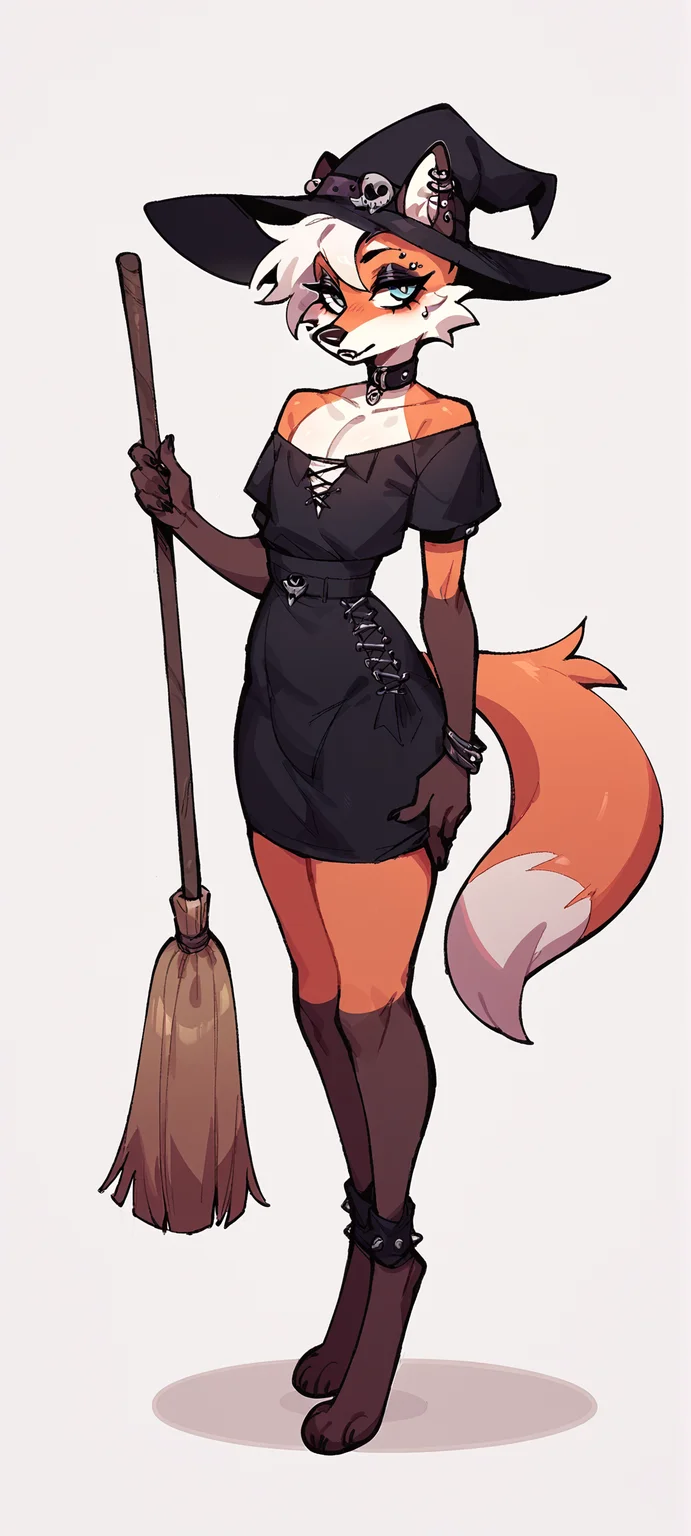score_9, score_8_up, score_7_up, score_6_up, score_5_up, score_4_up, furry, fox, femboy, girly, 1boy, witch, goth, holding broom, full body, <lora:E621_Ultimate_Favorites_Mix_Pony:1>
