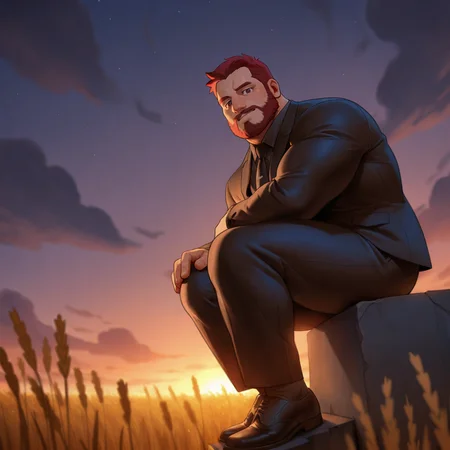 <lora:tevit-ill-v1:.7>, ((t0v1t1ll)), ((sitting on a ledge with legs dangling and arms resting on knee, field of wheat, funeral suit, plum hair, evening, Over-the-shoulder shot))
(very short hair, beard, bara, mature, facial hair, stubble, beard, full beard, sideburn, beard, a lot of beard, ), facial hair,male focus, muscular male, muscular male, bara, mature, bara, mature, very awa, masterpiece, best quality, absurdres, newest, perfect quality, detailed background, intricate details,
<lora:slider_Body Type_alpha1.0_rank4_noxattn_last:3><lora:slider_cfg_scale_boost:.7>,<lora:slider_il_brightness_slider_d1:-1><lora:slider_il_contrast_slider_d1:-1><lora:slider_DarkSlider1.2_alpha1.0_rank16_full_300steps:-.6>