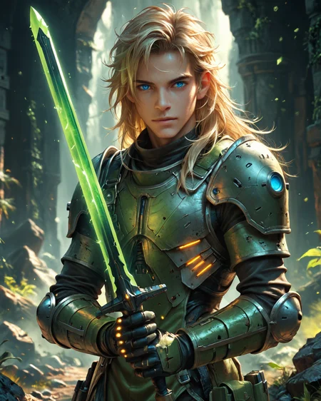 score_9, score_8_up, score_7_up, intricate details, rating_questionable, fantasy setting,
<lora:homri52:1>,
<lora:Plasma_Sword:1>,
1boy(human, young man, pale skin, long hair, blond hair, blue eyes, swedish, science fiction, mercenary, holding a plasma sword, glowing green Plasma Sword, crackling green energy around the sword, solo, cowboy shot), alien battlefield, craters, trenches, detailed background, depth of field,
4k,
<lora:ral-chrosc-clr:0.5>, ral-chrosc-clr,
<lora:Expressive_H:0.5>
<lora:xl_more_art-full_v1:0.3>,
<lora:add-detail-xl:0.3>,