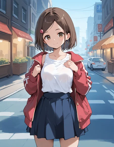 score_9, score_8_up, score_7_up, score_6_up, BREAK source_anime, best quality, masterpiece,
1girl, <lora:tuber dpptPonyXL:0.8>,tuber dppt,hairclip,shirt,skirt,dark skin,cowboy shot,standing,smile,looking at viewer,city