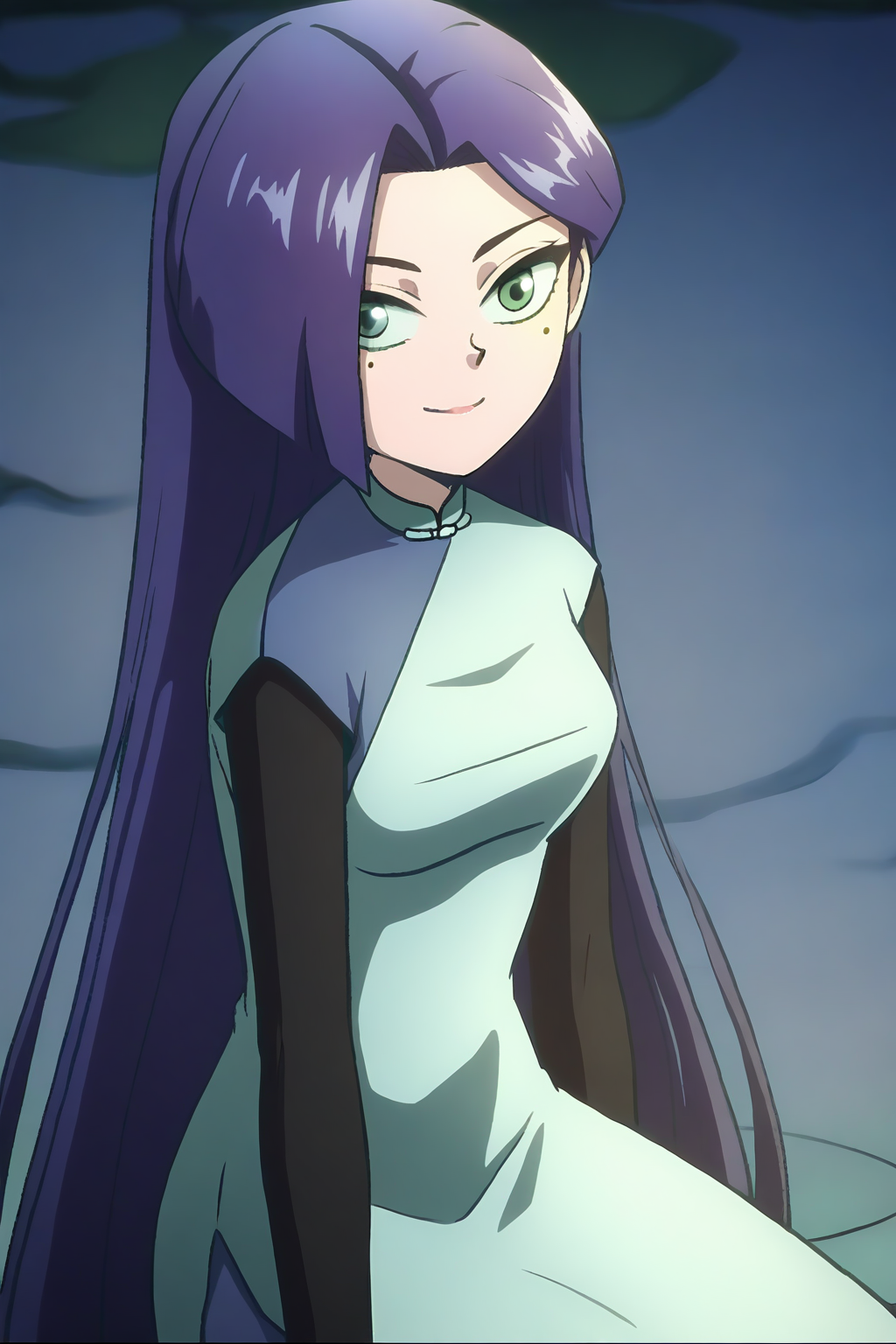 <lora:meihuashisan:1>,meihuashisan,1girl,solo,long hair,blue hair,mole,mole under eye,green eyes,
very long hair,purple hair,long sleeves,layered sleeves,short over long sleeves,long sleeves,dress,blue dress,chinese clothes,medium breasts,
smile,looking at viewer,, masterpiece,best quality,amazing quality,absurdres, anime screenshot, lazypos ,