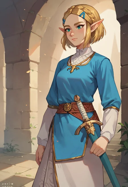 score_9, score_8_up, score_7_up, 1girl, sheathed sword, princess zelda, blue shirt
<lora:sheathed_sword_pony_1_final:1>
