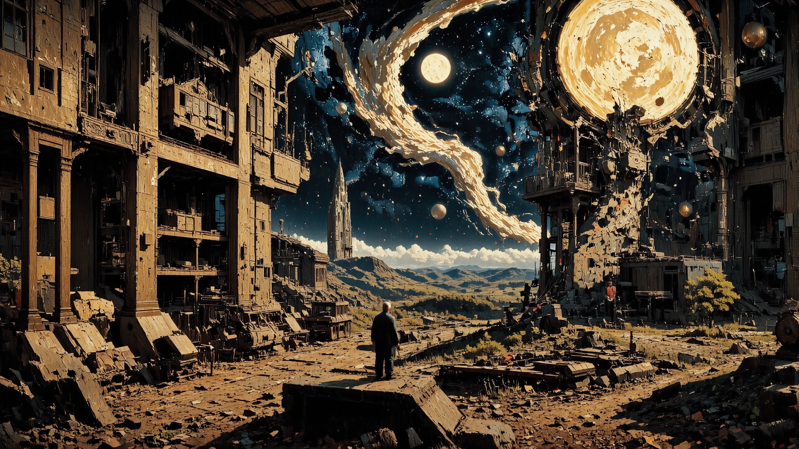 (warehouse) beautiful surreal space landscape, woman, intricate, very detailed, multilayer paint style, colorful, <lora:Hand v2:1> <lora:Anti-Blur:1> <lora:Insane Detail Slider:0.5>   <lora:Flux.1_Turbo_Detailer:0.6> <lora:flux-photo-transparent_Alpha_1.0:0.8> <lora:flux.1_lora_flyway_Epic-detail_v2:1> <lora:Painterly01b_CE_FLUX_AIT:0.8> pntrlyCE_style, <lora:VividlySurreal:0.8> <lora:PsykeV1:0.6>