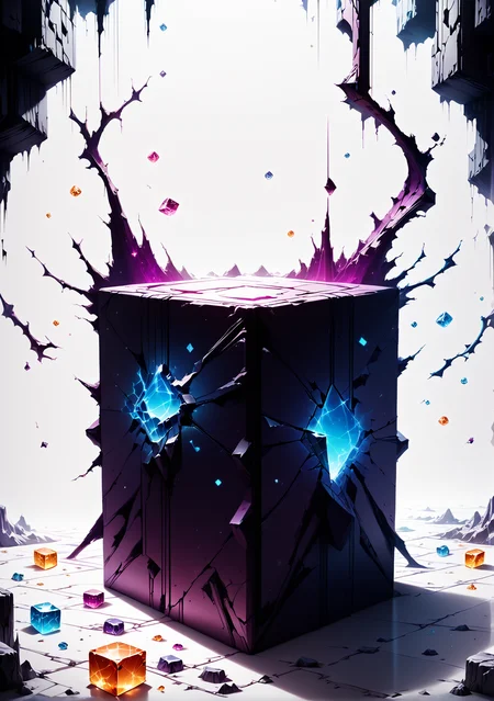score_9, score_8_up, score_7_up, score_6_up, cube, Mystique, shadow, aura, ephemeral, gravity, spectrum, cracks,