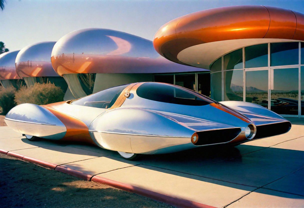 mobius, a concept car US Steel, retrofuturism, scifi  ,california art deco , leica f1.4 summilux , velvia 200 film , 1982