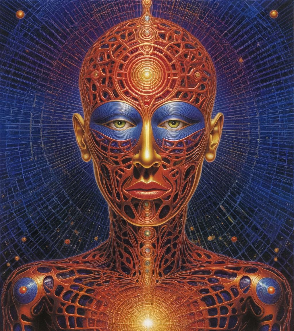 Tool Metal album cover, style by Alex Gray, (write text: "TOOL")
