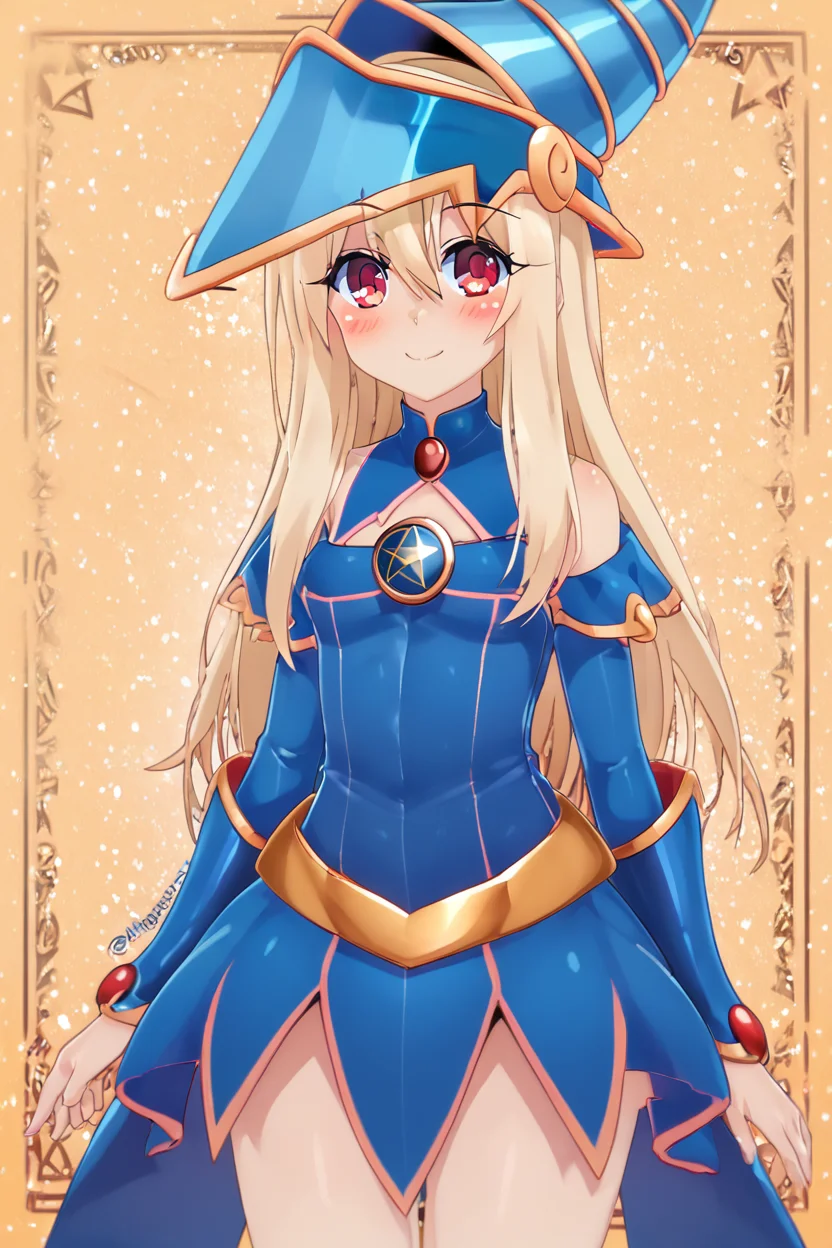 score_9, score_8_up, score_8, large breasts, (curvy), cute, eyelashes,       ,,, , ,,, zzPrismagicCitronOC, hair between eyes, red eyes, blonde hair, long hair, blue headwear, wizard hat, bare shoulders, detached sleeves, pentacle, dress, blush stickers,  <lora:Prismagic_CitronOC_PDXL:0.8>,     ,,,, BREAK, (warm colors), smile, looking at viewer, cowboy shot, ,,, embedding:zPDXL, Expressiveh, ,,, <lora:PrismaIllya_PDXL_v3:1.0>, <lora:SDXLFaeTastic2400:0.5>, <lora:Expressive_H-000001:0.4>,