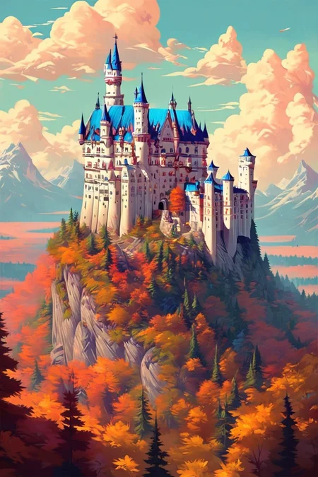 score_9, score_8_up, score_8, ,<lora:NeuschwansteinCastlePDXL:1.0>, no humans, zzNeuschwanstein, sky, day, cloud, tree, blue sky, no humans, cloudy sky, nature, forest, fantasy, landscape, mountainous horizon, lake, ,embedding:zPDXL, <lora:SDXLFaeTastic2400:0.5>,