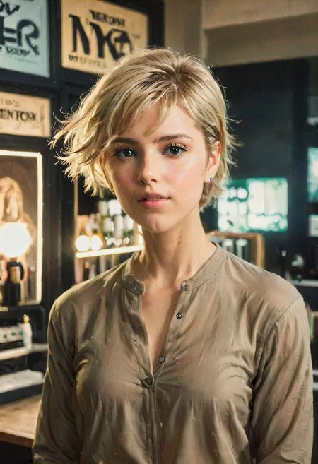 ((a beautiful woman in a Hair Salon, green and dark brown color Palette, urban city  window view)), 
bust shot, close-up lips, 
modern interior design, cyberpunk, 
Recliner|Dressing table|Table lamp|Screen|Monitor|Signboard_Details,
Metal|Glass|Leather|Textiles|Carpet|Pillow_Texture,
perfect blonde hair, 
(modern photo, fashion dress up:1.1), 24mm, (analog, cinematic, film grain, hazy atmosphere, detailed eyes, (seductive), (epicPhoto), (looking at viewer), (cinematic shot:1.3),
ac_neg1, great lighting, extremely detailed, happy, Hair Salon, impressionist painting, zoya