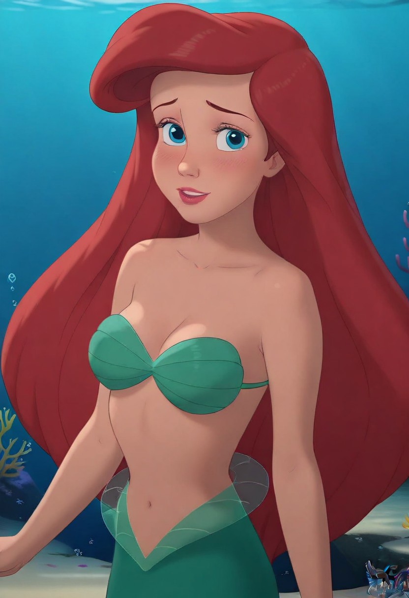 Athalariel, mermaid girl, mermaid woman, brown hair, long hair
