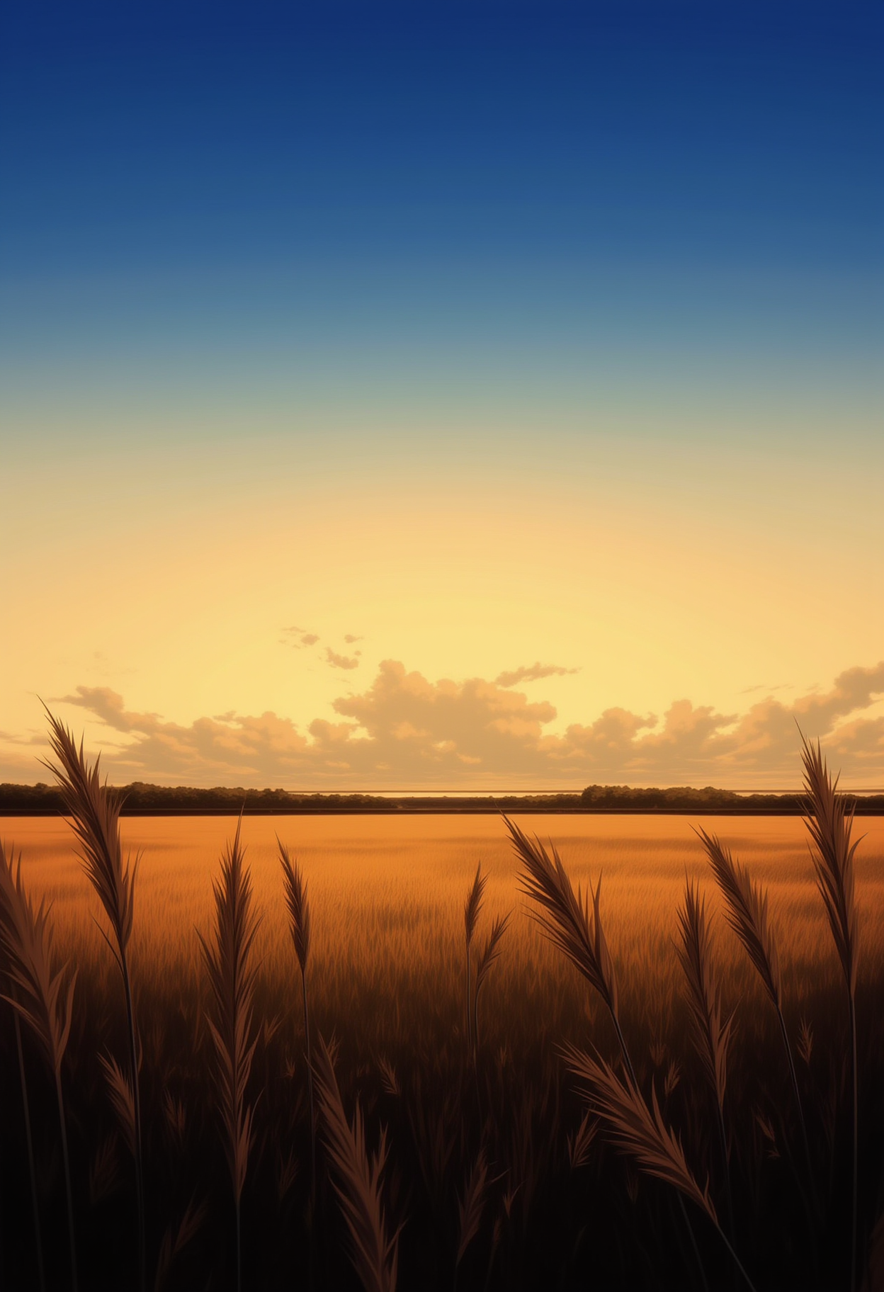 <lora:NeonFantasyPrimeFLUX-000049:1> ne0nfant4sy,
the background showcases a vast, open field with tall grasses, under a sky transitioning from sunset to twilight. the sky is painted with warm tones of orange and yellow, gradually blending into the cooler blues of the night sky. the horizon is visible, with a calm, slightly cloudy sky above.