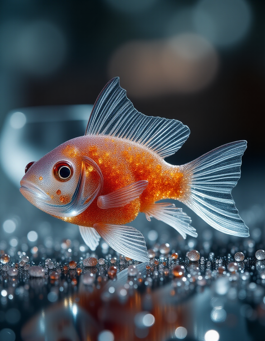 food photography photo of a crystal fish , maximum detail, foreground focus, crystalz <lora:ral-crystalz:1>