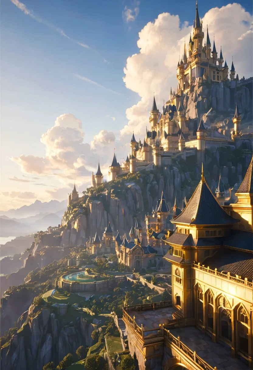 An insanely golden kingdom, perfect view, sky,