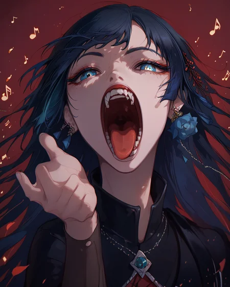 <lora:Ad0CharaPDXL_v1:1>Ad0CharaPDXL, 1girl, solo, skirt, looking at viewer, open mouth, tongue out, shouting, singing, blue flower,, <lora:princess_xl_v2:0.8><lora:g0th1cPXL:0.3> g0th1cpxl<lora:Expressive_H:0.8> ExpressiveH<lora:NAI Smooth Boys Style SDXL_LoRA_20r_20e_8i_nr32_a16_Pony Diffusion V6 XL:0.8> score_9, score_8_up, score_7_up,
