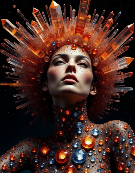 style by Gustav Klimt, intricate background, smouldering coals, (crystalz, crystals of future worlds:1.2), (stardust piercing time, space and gravity, music of eternity:1.1) , space shipyards, stunning detail, dynamic atmosphere, (portrait lost wanderer1.3),, crystalz <lora:ral-crystalz:1>