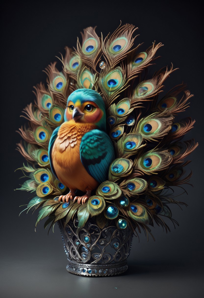score_9, score_8_up, score_7_up, best quality, very aesthetic, beautiful,
complex shading, cute, 
bird, peacock, peacock made of peacock, peacock feathers