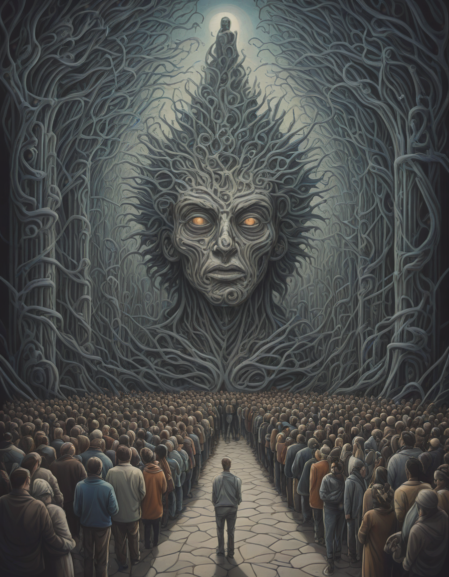 the sacred spirit king by GEOGLYPHIKS by FABIÁN JIMÉNEZ by MICHAEL DIVINE by AMANDA SAGE in the style of oil painting visionary art, intricate oil painting artwork. , trending on artstation, greg rutkowski very coherent symmetrical artwork, oil painting, moonshadow grove, silver moonlight, elusive creatures, ethereal sanctuary, <lora:crowd_notrigger:1.0>