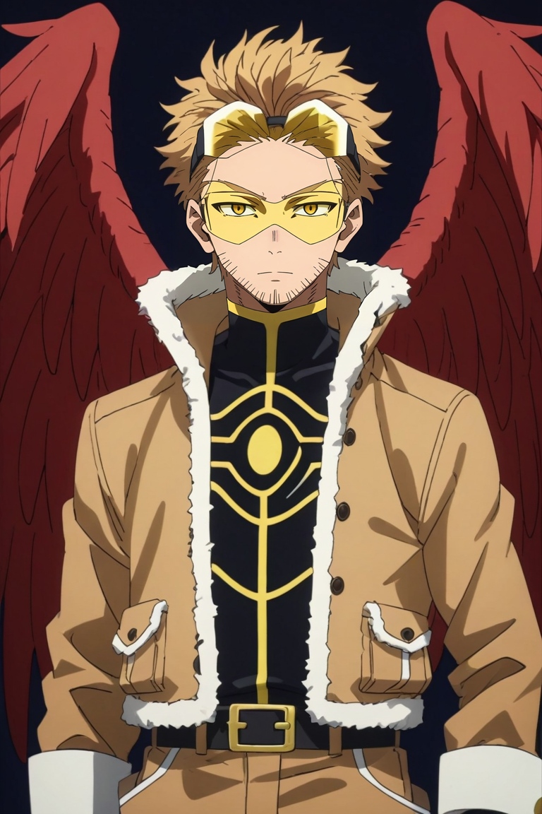 score_9, score_8_up, score_7_up, source_anime, rating_safe, , anime screencap, , official style, looking at viewer, , 1boy, solo, male focus, <lora:keigo_takami_pony:0.9>, keigo_takami, blonde hair, yellow eyes, short hair, facial hair, stubble, wings, feathered wings, red wings, tinted eyewear, goggles, upper body, skytree, noon, hands on hips, squinting, , <lora:sdxl_lightning_8step_lora:1>