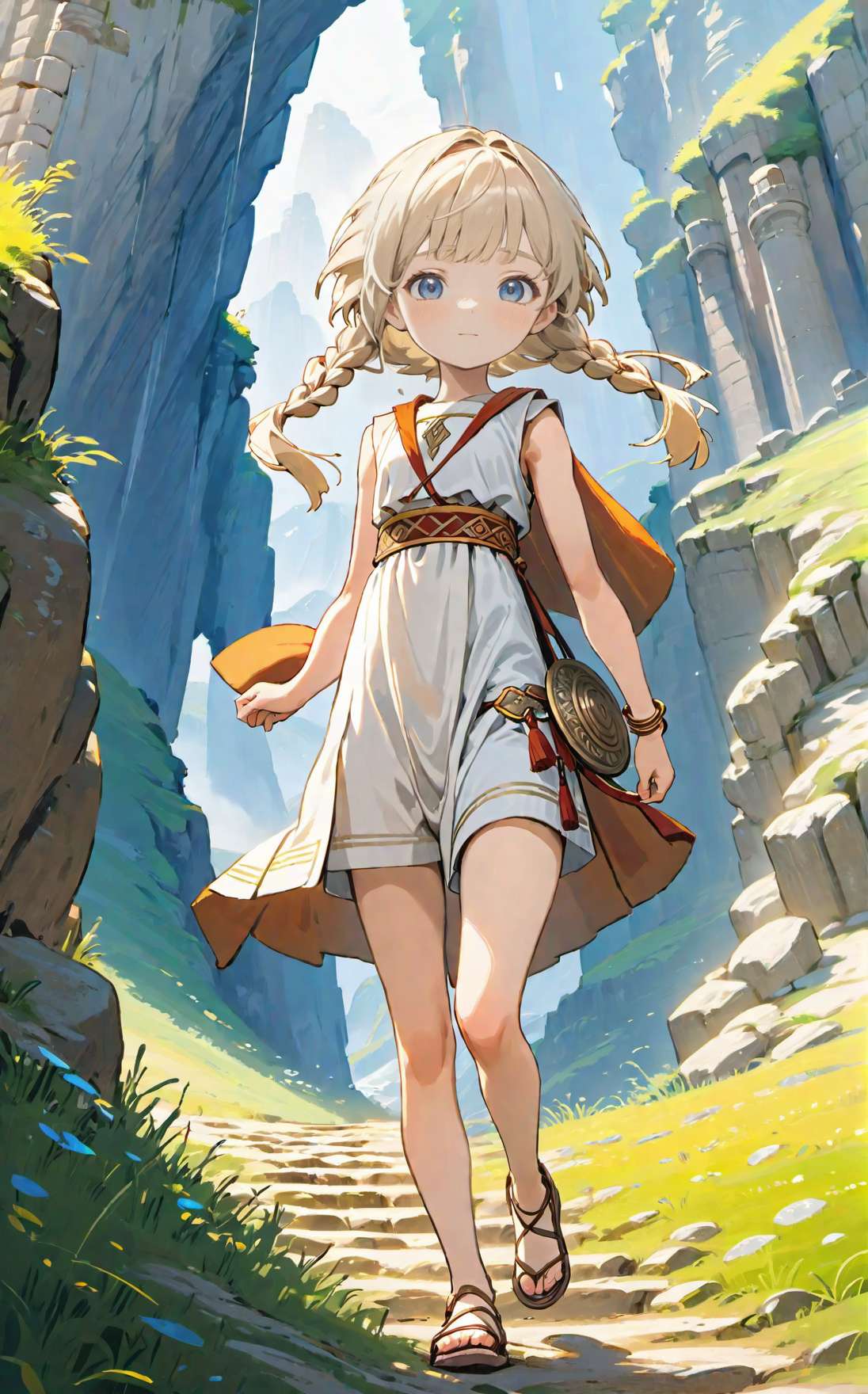 (((dirty))), highly detailed charactor, miniature, masterpiece, best quality, fantasy, young girl, Villagers, hill climbing, unbleached white clothes, (shorts:0.7), (bikini:0.5), (tunic:1.1), (dress:0.6), simple clothes, (broken clothes:1.1), upper body, highly detailed beautiful face and eyes, ancient roman, evening, <lora:more_details:0.5>