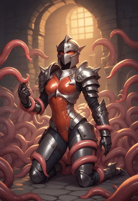 score_9, score_8_up, score_7_up,  tentacles, dungeon, mimic-armor, living armor,