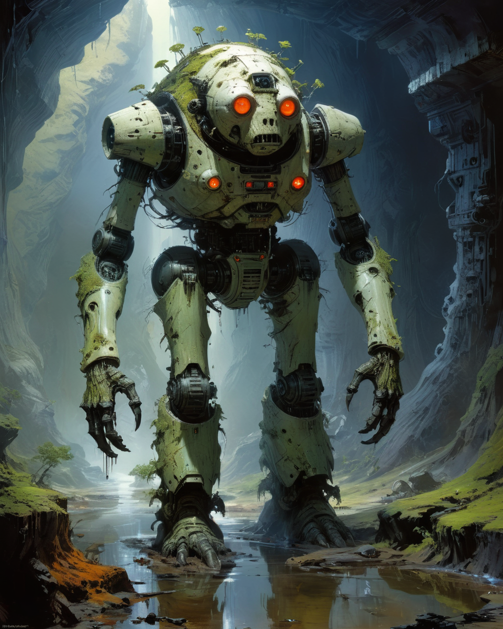 bioengineered anthropomorphic earth elemental, underground, full body, hauntingly beautiful, hyperrealistic, ultra resolution, professional photo, John Berkey Style page <lora:add-detail-xl:0.8>  <lora:xl_more_art-full_v1:0.5>   <lora:John Berkey Style:1>