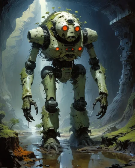 bioengineered anthropomorphic earth elemental, underground, full body, hauntingly beautiful, hyperrealistic, ultra resolution, professional photo, John Berkey Style page <lora:add-detail-xl:0.8>  <lora:xl_more_art-full_v1:0.5>   <lora:John Berkey Style:1>