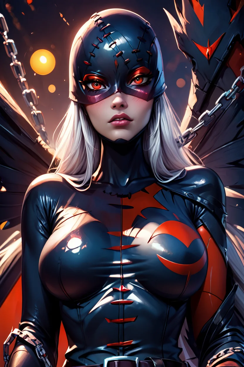 score_9, score_8_up, score_8, medium breasts, (curvy), cute, eyelashes,       BREAK, ,  zzLadyDevi, chain, belt, stitches, claws, gloves, wings, asymmetrical clothes, bodysuit, <lora:LadyDevimon_Digimon_PDXL:0.8>,  , BREAK,  (ultra realistic,32k, masterpiece:1.2),(high detailed skin:1.1),( high quality:1.1), curvy, head tilt, hearts, blush, lips, closed mouth, curvy, head tilt, shiny clothes, (upper body), looking at viewer, bokeh, luminescent background, ,,, embedding:zPDXL, Expressiveh, ,,, <lora:RlAnmPDXL:1.0>,