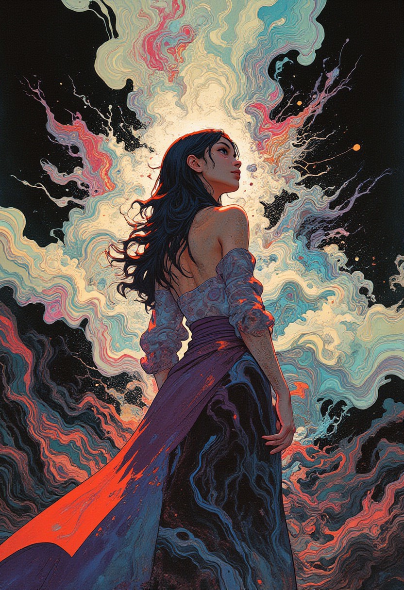 The white haze and matte surface of the photograph,very detailed analog photo, atmospheric lighting, semi-monochrome,
hyper excellent quality, (((hyper realism))), (((faded colors))), fine grain, black dystopian background. dark young woman, by Satoshi Kon,dynamic pose,(dutch angle:1.2),(view from below:1.4),( colored illustration with a bold black outline :1.2), Möbius Cascade, Supernova Ripple, Luminous Fracture, Harmonic Collision, Voronoi Fracture, Ionic Storm, Aurora Fold, Chaotic Harmony, Quaternion Shift, Thermal Fracture, Symbiotic Drift, Ephemeral Veil, Topological Fold, Neutron Scatter, Oblivion Wave, Transcendent Drift, Parabolic Drift, Electromagnetic Pulse, Celestial Rift, Nostalgic Ripple, Fractal Entropy, Quantum Mirage, Hyperbolic Resonance, Serene Collapse, Euclidean Echo, Gravitational Lens, Crystalline Echo, Infinite Mirage, Fractal Bloom, Quantum Entanglement, Ethereal Cascade, Golden Ratio Wave, Torus Knot, Plasma Vortex, Sublime Fracture, Chromatic Aberration, Hyperbolic Spiral, Entropy Flow, Prismatic Veil, Temporal Echo,