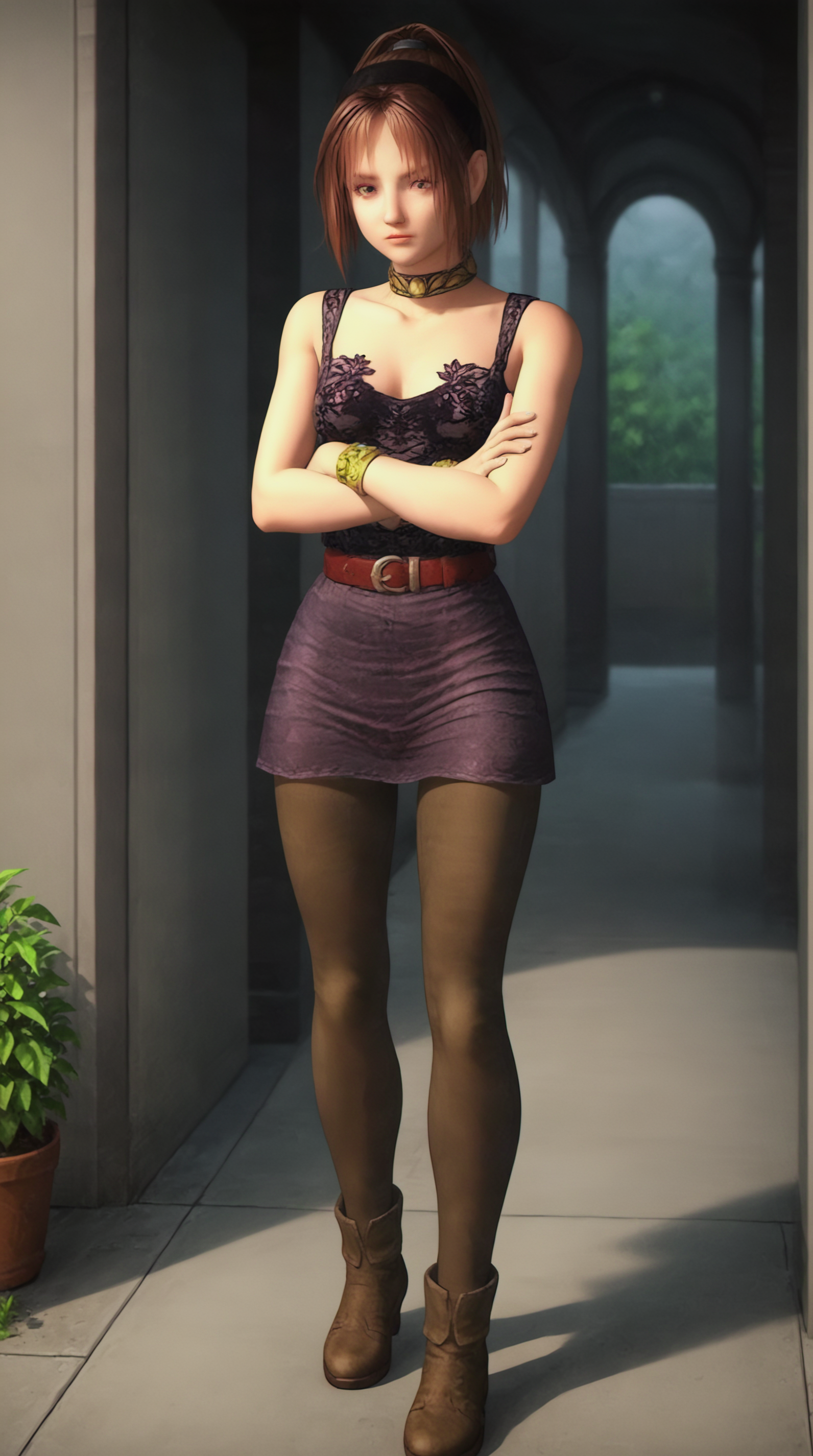 score_9, score_8_up, score_7_up, best background, detailed background, 4k, upscale, anime_source,  Koudelka Lasant, Main Outfit, indoors, crossed arms, bored, full body, outdoors,   <lora:JN_Koudelka_Lasant_Pony:0.8>