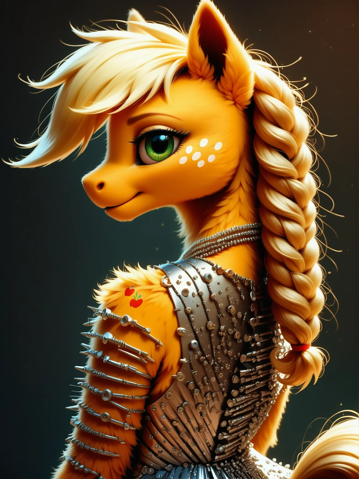 score_9, score_8_up, score_7_up, score_6_up, realistic illustration, 1girl, portrait, Applejack \(mlp\), anthro pony, tail, dress, fastenerswm, <lora:FastenersWMv0.4:1.2> <lora:MegaFluffyPony:0.5> MegaFluffyPony, furry, fluffy