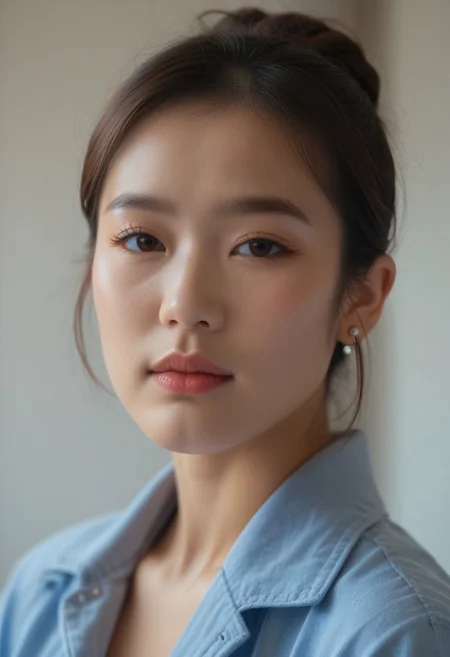score_9, score_8_up, score_7_up, ladyburns, sideburns, 1girl, solo, jewelry, earrings, blurry, brown hair, asian,