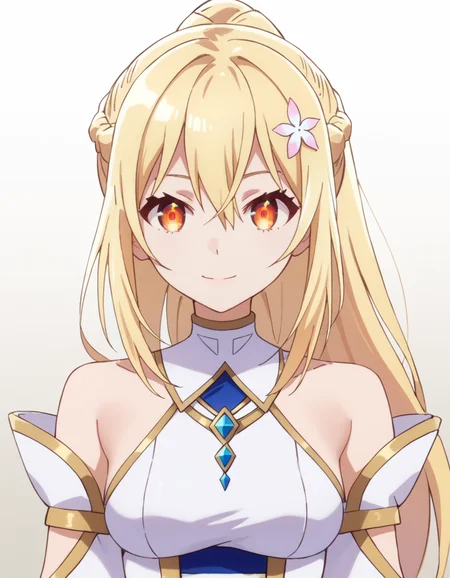 score_9, score_8_up, score_7_up, source_anime, BREAK
1girl, solo, gradient background, looking at viewer, portrait, light smile, upper body,
lena floria (hazure skill kinomi master), long hair, blonde hair, braid, ponytail, hair flower, sidelocks, hair between eyes, orange eyes,
knight outfit, white dress, jewelry, off shoulder, detached sleeves,
<lora:lena_floria-hazure_skill_kinomi_masteri_s1_v3-anime-soralz:1>