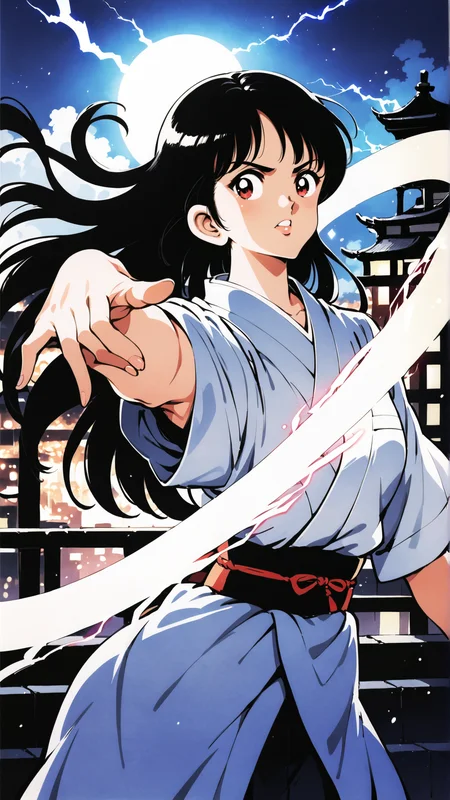 score_9, score_8_up, score_7_up, BREAK <lora:Adachi_XL_PONY:1>
1girl, long hair, black hair, red eyes, lightning, magic, night, city, detailed background, intricate details, highly detailed, ultra detailed, hyper detailed, complex background, city lights, glowing, soft lighting, highres, masterpiece, best quality, anime screencap, traditional clothes, white outfit, (dynamic pose:1.5), creating lightning barrier, intense expression, protective atmosphere