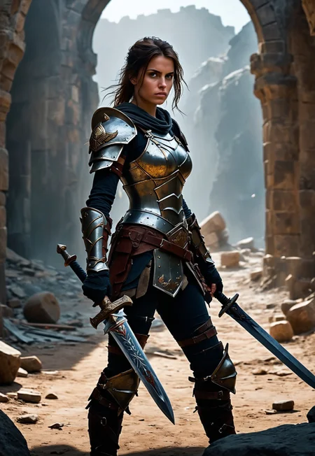 score_9, score_8_up, score_7_up, score_6_up, 1 girl, 23 yo, Warrior, wearing Heavy armor, sword, shield, rugged with a battle-worn appearance, random background
(8k uhd:1,4)
<lora:add-detail-xl:1>
<lora:Dynamic Poses:1>