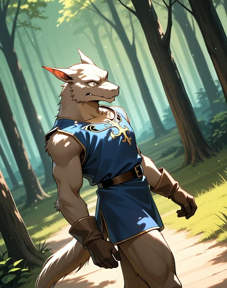 <lora:Kobold_(Record_of_Lodoss_War)_(Illustrious)_(AD):1> kobold, muscular, Record of Lodoss War,
dutch angle, exterior, battleground, dynamic action, dutch angle, fantasy forest, nature landscape,
kobold soldier, no pants, fur tail, furry body, cowboy shot, bent leg, twisted torso, male chest focus, pec cleavage,
BREAKvery awe, aesthetically pleasing, masterpiece, best quality, amazing quality, very aesthetic, perfect depth of field shot, masterclass color theory, in'ei, gradient style coloring,
EZRealPONYXL, zPDXL, Smooth Quality, lazympos, IllustQualXL_Pos,