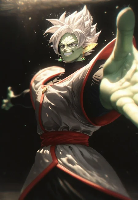 score_9, score_8_up, score_7_up score_6_up, 1dk, OverallDetail, csr style,
Male, Zamasu, Green skin, Pointed ears, White hair, Gray eyes,
Athletic build, Perfect eyes, Perfect face,
Eyes wide open, happy face, smile, Clenched teeth,
posing, standing, outstretched arms,