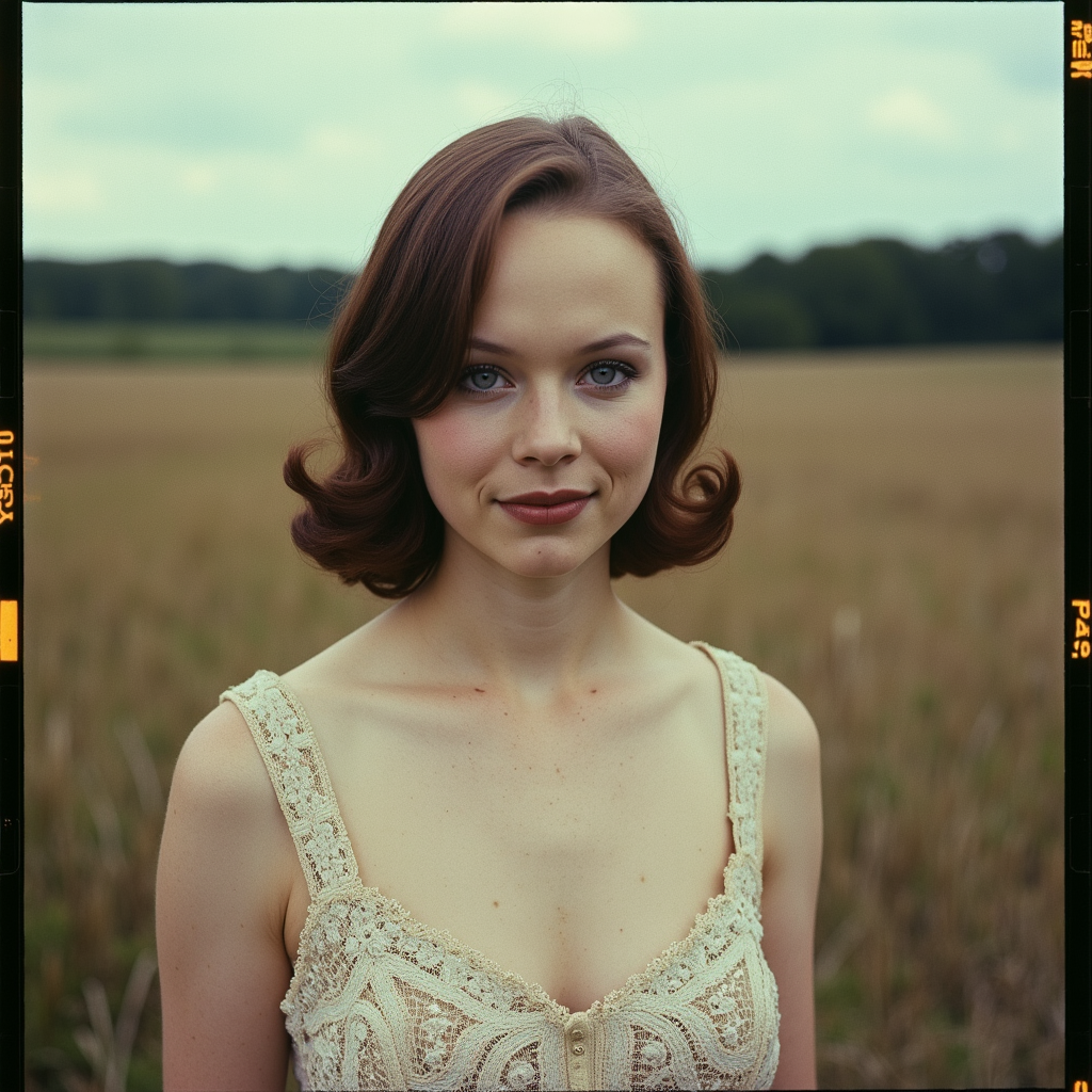 Faded Polaroid Photo, analog film photo gothic style captured with a Leica M6, flash photography enhanced with retro grain, a beautiful young woman wearing a beautiful summer dress in a farm, an old portrait ,posing dynamic, slight smile,  analog photo   <lora:Thora Birch V2:1> th0r4b . dark, mysterious, haunting, dramatic, ornate, detailed . faded film, desaturated, 35mm photo, grainy, vignette, vintage, Kodachrome, Lomography, stained, highly detailed, found footage, analog, old faded photo, old polaroid, RAW candid cinema, 16mm, color graded portra 400 film, remarkable color, ultra realistic, textured skin, remarkable detailed pupils, realistic dull skin noise, visible skin detail, skin fuzz, dry skin, shot with cinematic camera