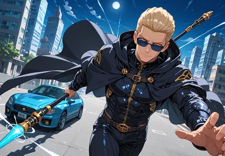 IllusP0s, source_anime, ah1, IllustriousQual, interesting, exciting, spectacular, wonderful, amazing quality, absolutely eye-catching, very awa,
BREAK <lora:xl_more_art-full_v1:0.2>, <lora:aesthetic_anime_v1s:0.2>,<lora:detailxl:0.2>, detailxl, amazing quality, best aesthetic, absurdres, illustration, Volumetric_Lighting, ultra-detailed, very aesthetic, intricate details, best_quality, lazympos, <lora:Add_Details_v1.2:0.2>, <lora:quality_modifiers_masterpieces_v1:0.2>, <lora:ZootPonyAnime_V1_r2:0.2>, <lora:Bestifacator2:0.2>, anime style,
BREAK (((A wave of telekinetic energy sweeps through the air, lifting a car into the sky and sending it hurtling towards a distant building))), <lora:DynamicPoseIL2att_alpha1.0_rank4_noxattn_900steps:0.8>, dynamic pose,
BREAK Stable_Yogis_PDXL_Positives, AS-Adult, <lora:Complicated fantasy portrait - XL Pony V2.0:0.2>, <lora:HDA_Detailer:0.3>, AS-MidAged, (((Golden Ratio shot))),
BREAK (((<lora:albertwesker-guy-PONYv1:0.8>, albertwesker, 1boy, toned, athletic, fit, mature male))), <lora:shinyskin2:0.2>, glistening skin, <lora:perfection style:0.2>, perfection style, perfection,
BREAK (((shadow mage lord, with a staff that controls shadows and a cloak of shadows))), ((sunglasses:1.3)),
BREAK ((slicked back hair, (short hair:1.7), blonde)), <lora:hairdetailpxl:0.2>, hairdetailpxl,
BREAK ((angular face, sharp_featured face, handsome, charming, alluring)), slit pupils, orange eyes, expressive eyes, perfecteyes, EyesHD, <lora:Eyes_Lora_Pony_Perfect_eyes:0.2>,
BREAK (((bashful expression, Slight smile, shy gaze, downcast eyes))), <lora:Expressive_H:0.2>, Expressiveh, <lora:Emotional_Anime_Expressions_PonyXL_Concept:0.2>, emotional, <lora:Best_Facial_Expression_LoRA_PONY:0.2>, looking at viewer, <lora:Detailed expressive EXEV style -XL Pony V1.0:0.2>, FaceDetail,
BREAK (((moon bridge))), <lora:Background Detailer - SDXL:0.2>, 4k, 8k, Ultra HD, Masterpiece, Best quality, Detailed background, foreshortening, extreme perspective, <lora:Add_more_details_V2_XLpony:0.2> full_details, <lora:background-type1:0.2>, <lora:AddMicroDetails_Illustrious_v3:0.2>, addmicrodetails, SmoothNoob_Quality,