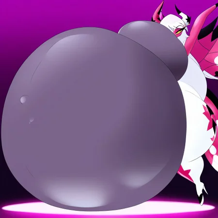 belly size bigger than main body)), (gigantic belly:2.0), goddess, verosika mayday from helluva boss