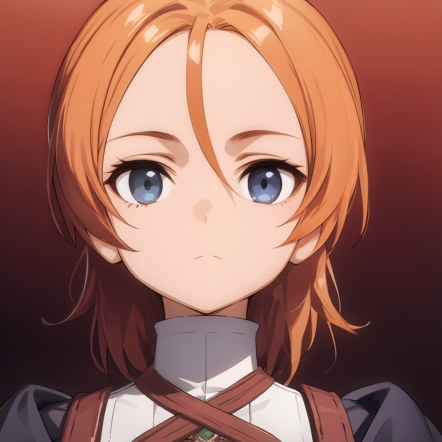 fizel, score_9, source_anime, nlwx, 1girl, looking at viewer, closed mouth, upper body, expressionless, portrait, shiny hair, gradient red background