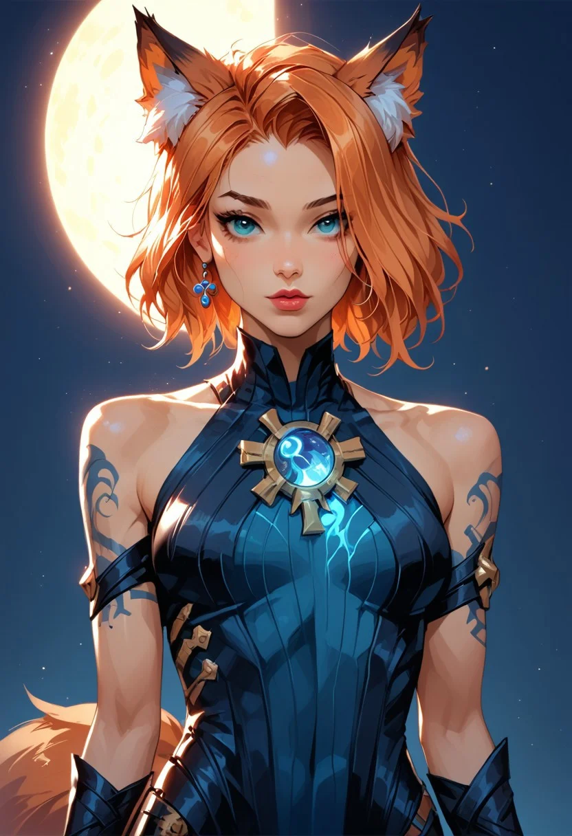 Stable_Yogis_PDXL_Positives, (score_9, score_8_up, score_7_up), <lora:Witchkiri-30:0.9>, <lora:sxz-valorant-smol-v2-pdxl:1>, <lora:detail-tweaker-xl:0.5>, <lora:EnvyPonyPrettyEyes01:0.25>, <lora:sinfully_stylish_SDXL:0.8>, valorant style, ((face focus, eye focus, dynamic angle, motion)), (intricate details, detailed face, detailed eyes, super-detailer-bsy, detailifier, detailed skin, detailed hair, hyper-detailed, ultra-detailed, sexiness enhancer),
BREAK,
(1girl, solo), fantasy, (kiyoko otomo, corruption of champions, fox ears, fox tail, animal ears, fox girl, green nails, orange hair), breathless intimacy, tanned skin, petite model bombshell, heart, young, delicate features, narrow pointy nose, tiny nose, brown hair, medium length hair, bob cut, lust, big eyes, seductive eyes, blue eyes, detailed skin, flared lashes, mascara, makeup, perky medium breasts, athletic body, narrow waist, skinny hips,
warm light, detailed, neon dark party
BREAK
milky way, runes, arcane, astral, surreal, ethereal glow, masterpiece, best quality, intricate design. colorful, moonlit nightsky, stained glass aesthetic, moody whimsical color palette, murano glass, bold soldering lines, volumetric light shining through, crepuscular rays, intricate craftsmanship, detailed texture, luminous transparency, reflective light play, vivid hues, atmospheric depth, enchanting silhouette, art nouveau,