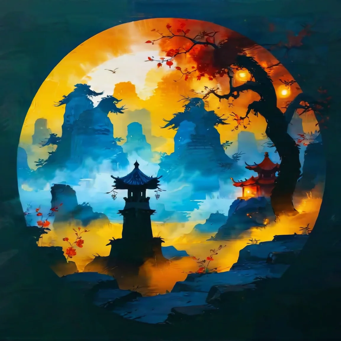 SoraSleepAI, <lora:sdxl_lightning_8step_lora:1>, masterpiece, <lora:lora:1> Circle, Chinese style, Best quality, Foggy conditions